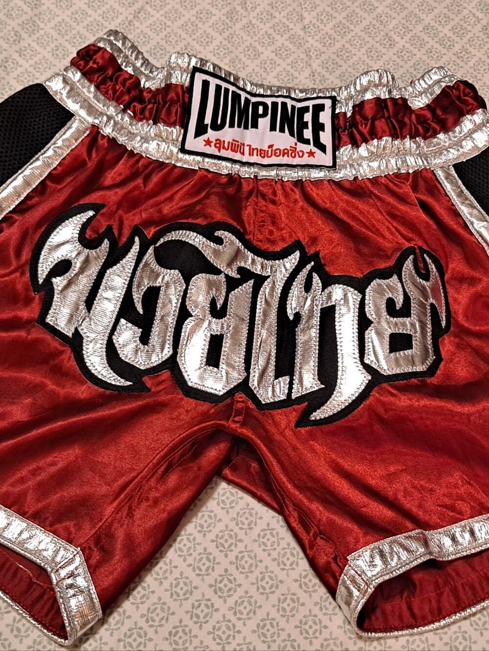 Lumpinee Red Satin Muay Thai Shorts Kickboxing Size L